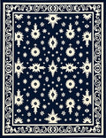 Navy White Folk Floral Medallion Rug