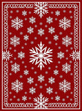 Crimson White Snowflake Medallion Border Rug