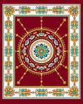 Maroon Golden Turquoise Floral Medallion Rug