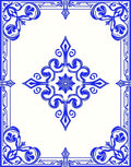 Royal Blue Ornate Corner Medallion Rug