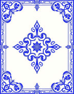 Royal Blue Ornate Corner Medallion Rug