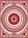 Crimson Radiating Mandala Medallion Rug