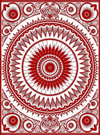 Crimson Radiating Mandala Medallion Rug