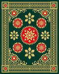 Emerald Red Gold Starburst Medallion Rug