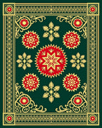Emerald Red Gold Starburst Medallion Rug