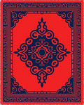 Bold Crimson Navy Central Medallion Rug