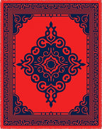 Bold Crimson Navy Central Medallion Rug