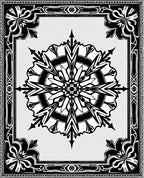 Black White Art Nouveau Floral Mandala Rug