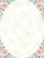 Blush Pink Floral Botanical Vine Rug