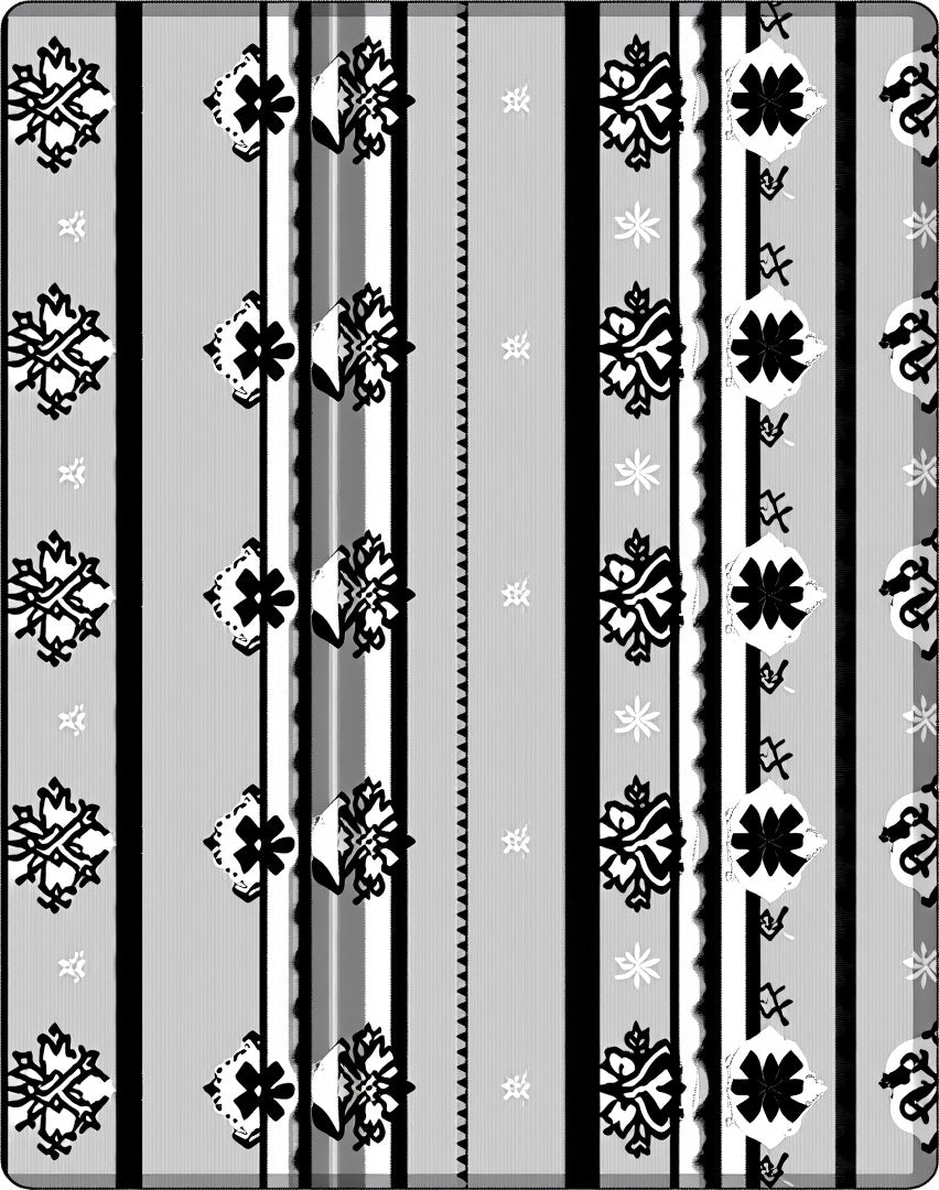 Monochromatic Snowflake Stripe Geometric Rug