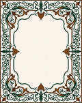 Ornate Green and Brown Scrollwork Border Rug