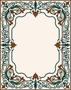 Ornate Green and Brown Scrollwork Border Rug