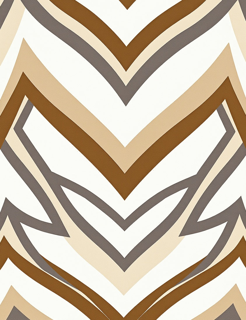 Brown Taupe Geometric Chevron Rug