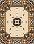 Gold and Black Ornate Sunburst Medallion Rug