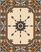 Gold and Black Ornate Sunburst Medallion Rug