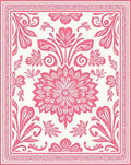 Coral Floral Medallion Border Rug