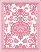 Coral Floral Medallion Border Rug