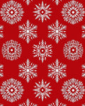 White Snowflakes on Red Background Rug