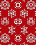 White Snowflakes on Red Background Rug