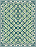 Green Teal White Bird Medallion Rug