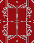 Crimson White Feathered Geometric Rug