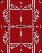 Crimson White Feathered Geometric Rug