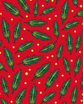 Vibrant Red Green Feather Scatter Rug