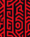 Bold Red Geometric Labyrinth Rug