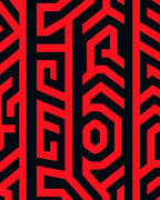 Bold Red Geometric Labyrinth Rug
