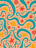 Coral Seashell Starfish Swirls Rug