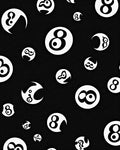 White Circular Motif Black Background Rug