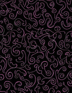 Black Pink Swirl Whimsical Flowing Art Rug