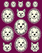 Cream Dog Faces Lace Frame Collage Rug