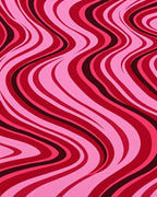 Vibrant Pink Red Swirl Waves Rug