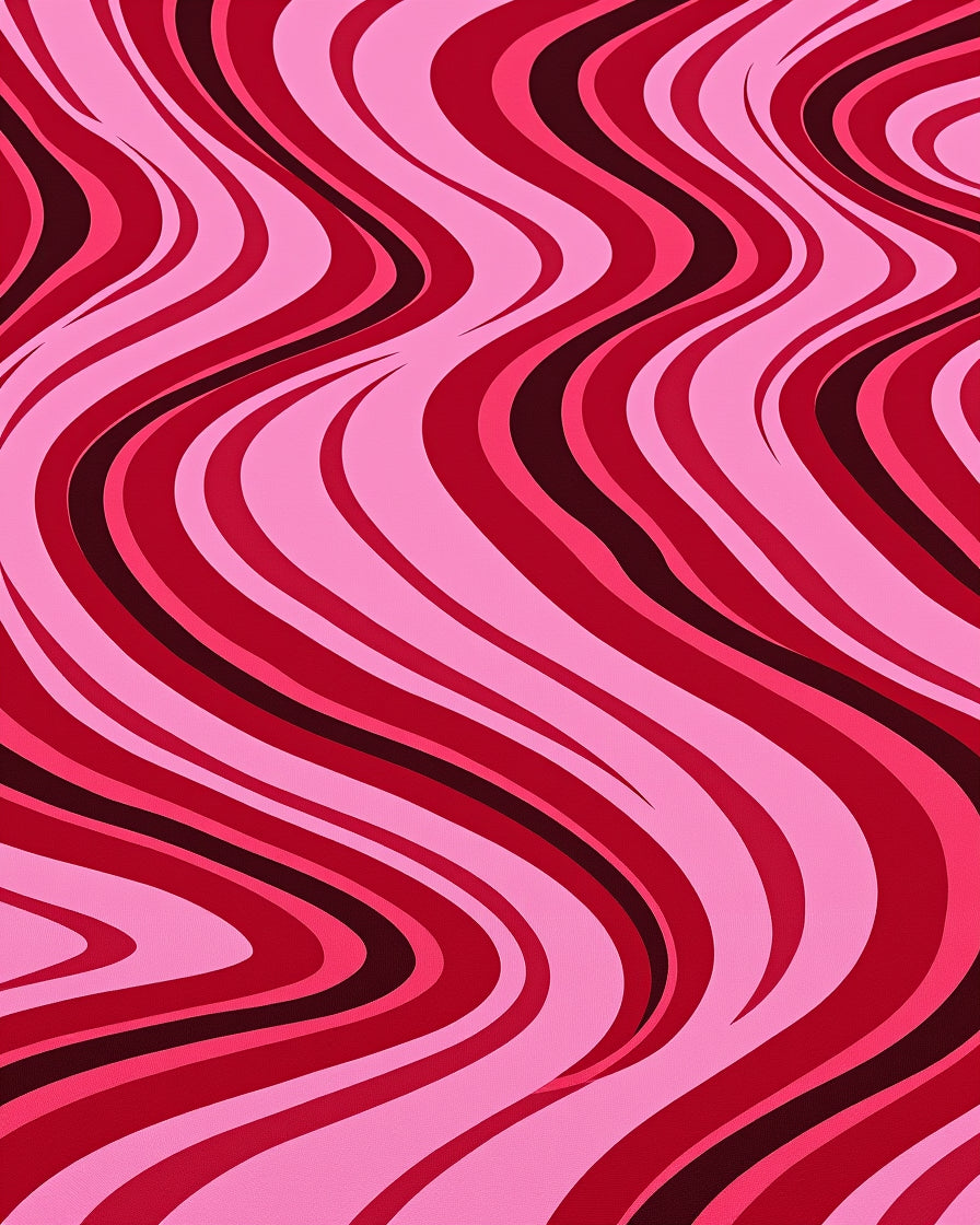 Vibrant Pink Red Swirl Waves Rug
