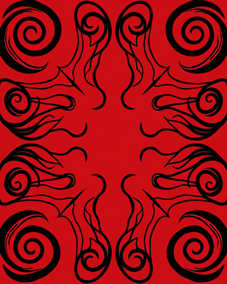 Bold Red Swirl Fire Element Rug