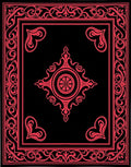Crimson Filigree Scrollwork Medallion Rug