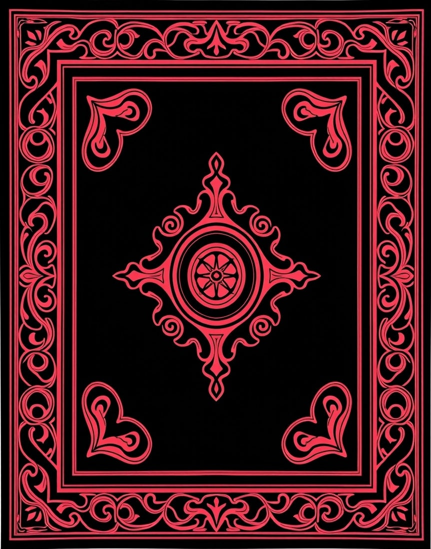 Crimson Filigree Scrollwork Medallion Rug