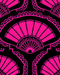 Vibrant Pink Fan Black Textile Rug