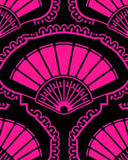 Vibrant Pink Fan Black Textile Rug