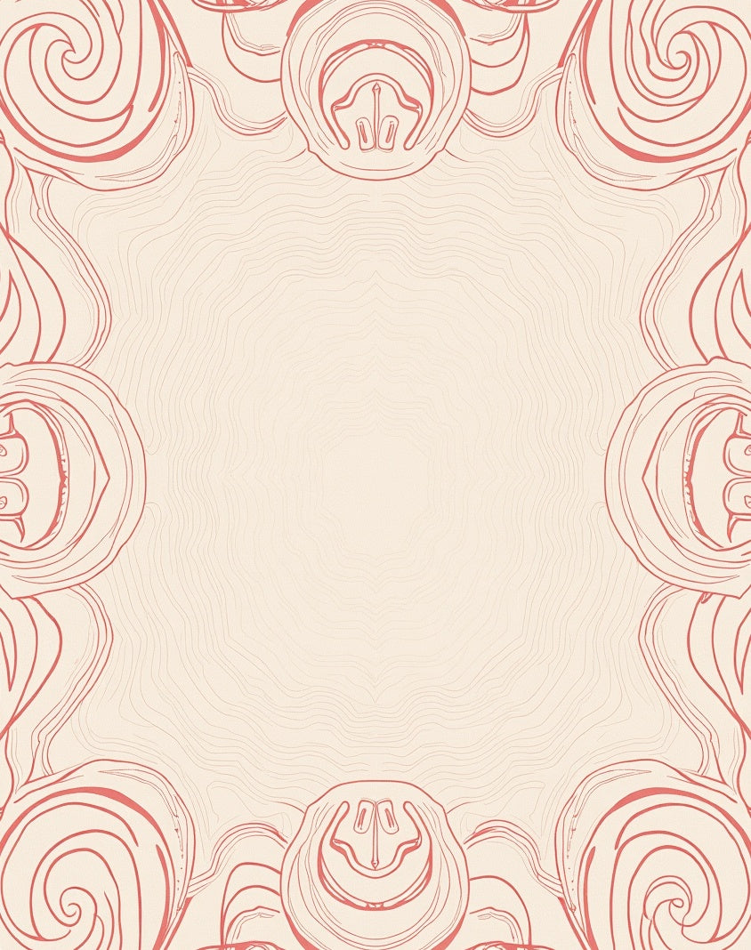Salmon Swirl Frame Cream Rug