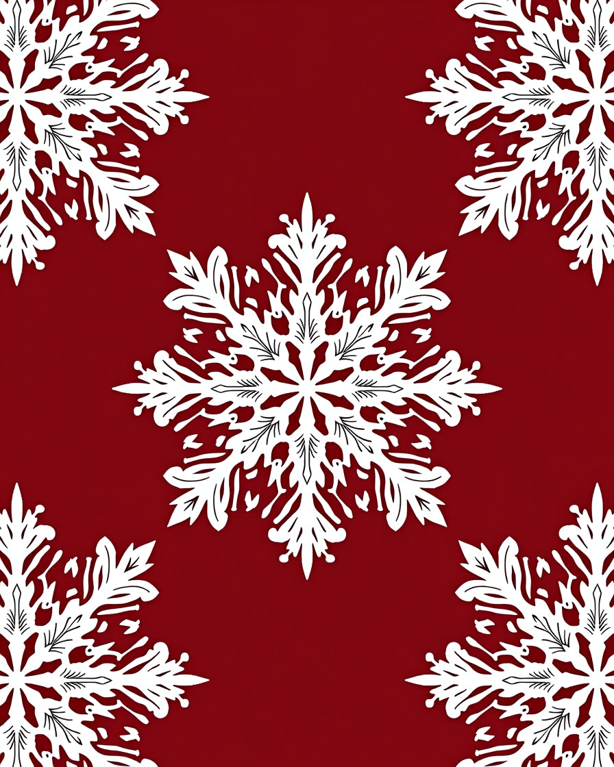Crimson White Snowflake Garland Rug