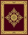 Gold Crimson Ornate Floral Medallion Rug