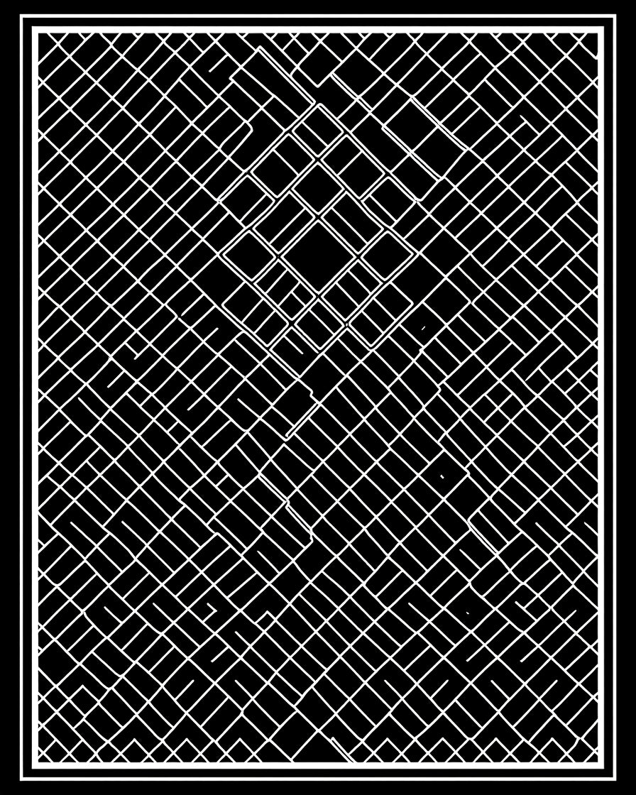 Monochrome Interlocking Square Grid Rug