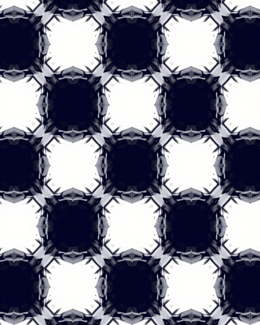 Monochrome Grid Medallion Rug
