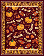 Pumpkin Football Autumn Leaves Border Rug
