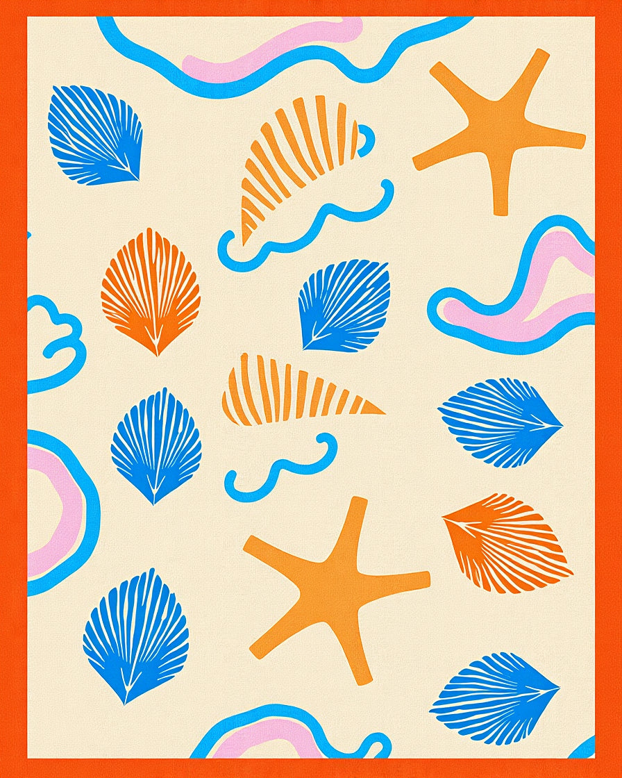 Coastal Summer Shell Starfish Whimsy Rug