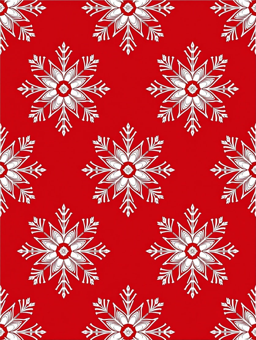 Red White Snowflake Holiday Festive Rug