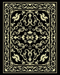 Vintage Black and Gold Floral Scroll Rug