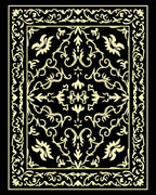 Vintage Black and Gold Floral Scroll Rug